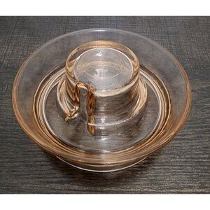 Vintage Pink Depression Glass Chicken Animal Waterer Base